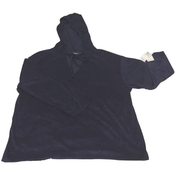 Rebellious One Women's Sweater Trendy Loop Terry Hoodie long sleeve Sz 2X Blue - Picture 8 of 9